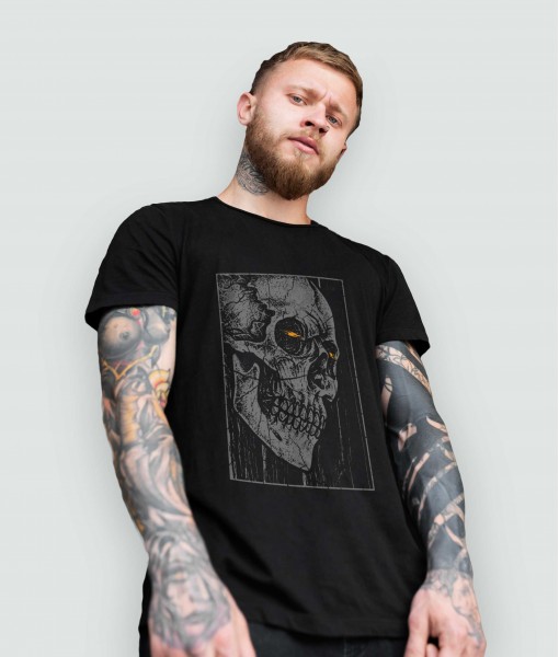 Мъжка тениска с щампа Готика Skull flaming eyes